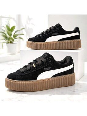 Puma x Rihanna Fenty Creeper Platform Shoes Womens 8.5 Black White Gum 399332-01